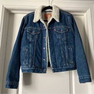 Levi's Blue Jean Jacket with White Sherpa Lining